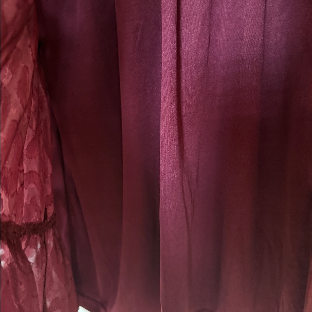 Vici leopard appliqué wine colored flounce smocked & tiered dress. So pretty! - Picture 7 of 9